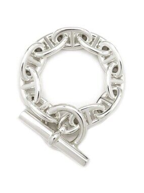 Hermes Bracelet Chaine D'ancre TGM Silver 925 10 Frames Star Ring